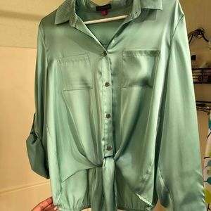 Vince Camuto teal silk blouse. Size M.